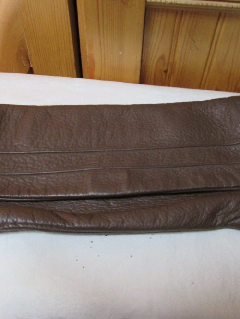 Vtg deerskin leather soft pebbled Clutch wrist handle foldever brown purse
